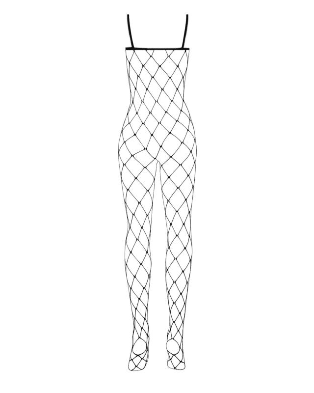 SO7251 Бодистокинг с крупной ячейкой и открытой грудью Obsessive Bodystocking N102 S/M/L, черный, комбинезо