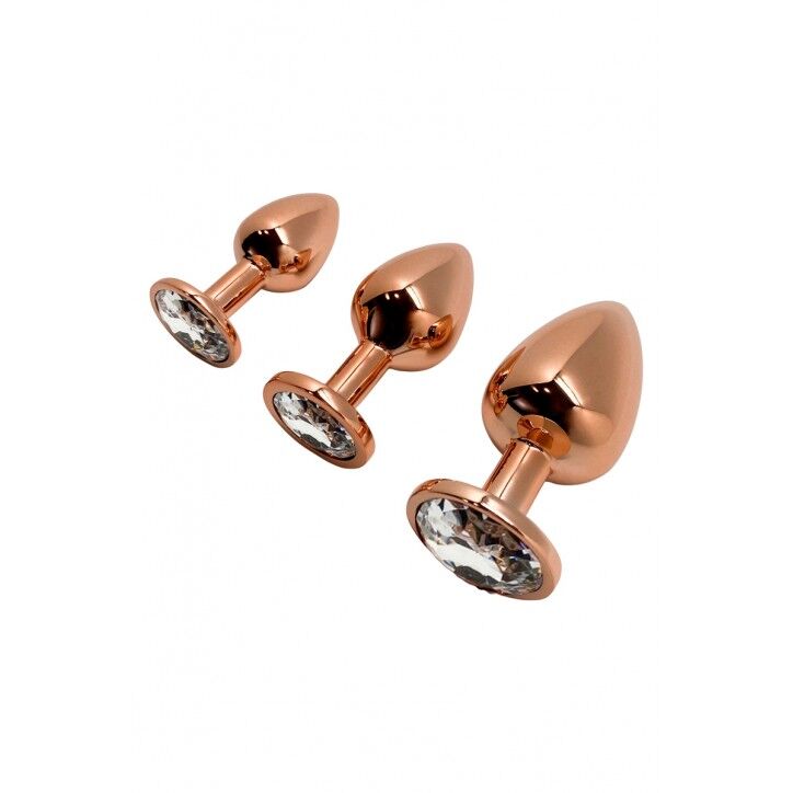 SO7426 Металлическая анальная пробка Wooomy Tralalo Rose Gold Metal Plug Size L, диаметр 4 см, длина 9 см