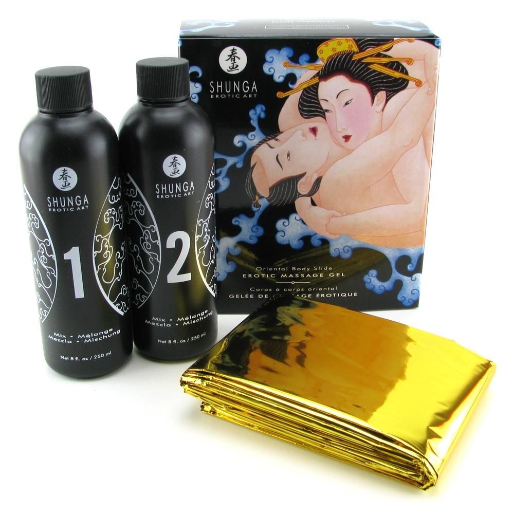 SO2552 Гель для NURU массажа Shunga Oriental Body-to-Body - Exotic Fruits (2 x 225 мл) плюс простыня