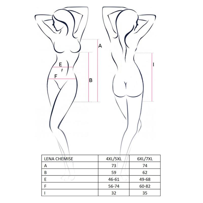 PS1028 Сорочка приталенная с открытой спиной LENA CHEMISE red 4XL/5XL - Passion, трусики