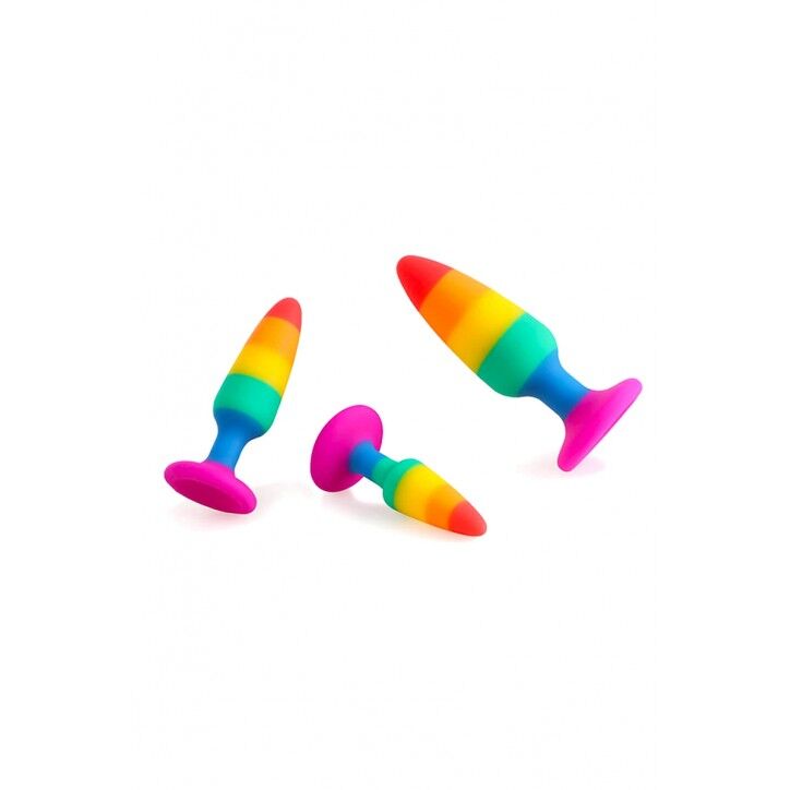 SO7424 Силиконовая анальная пробка Wooomy Hiperloo Silicone Rainbow Plug S, диаметр 2,4 см, длина 9 см