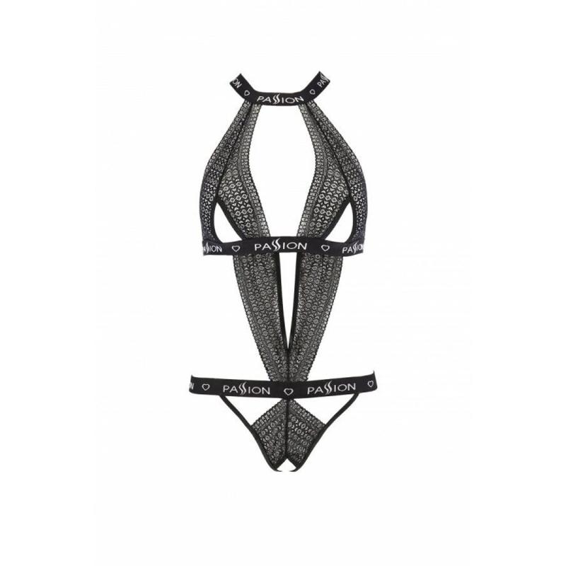 PS26406 Полупрозрачное боди с вырезами Passion Exclusive Mirajane Body black XXL/XXXL, черное