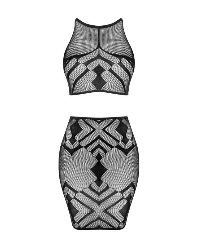 SO8191 Эротичный полупрозрачный комплект Obsessive K101 top & skirt S/M/L, топ, юбка
