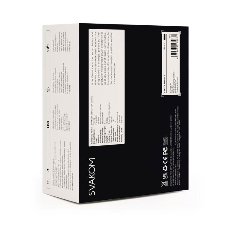 SO6372 Эрекционное виброкольцо Svakom Winni 2, управление со смартфона, пульт ДУ