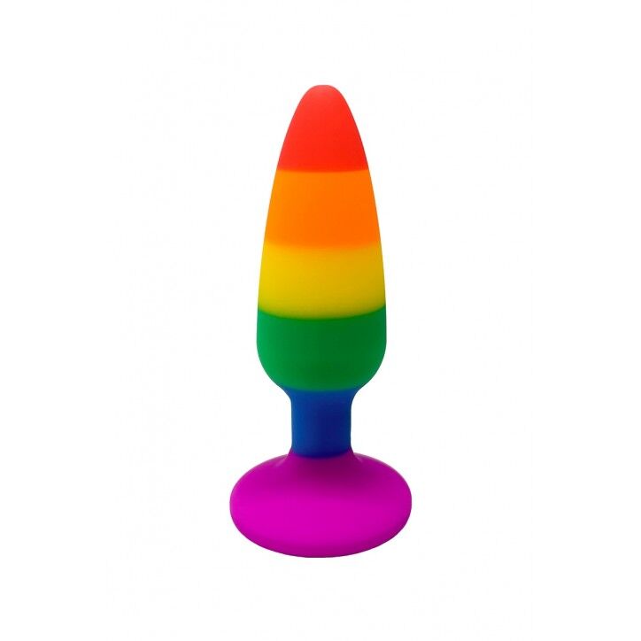 SO7424 Силиконовая анальная пробка Wooomy Hiperloo Silicone Rainbow Plug S, диаметр 2,4 см, длина 9 см