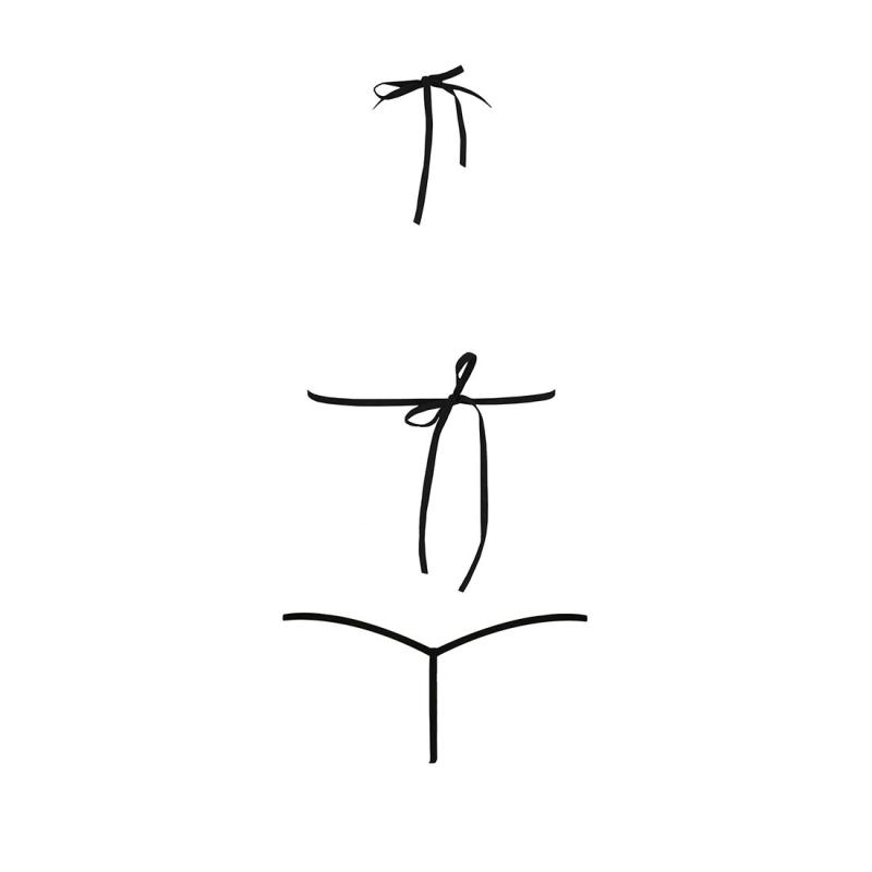 EL15903 Комплект белья MELISSA BIKINI black XXL/XXXL - Passion: лиф со шнуровкой и трусики стринги