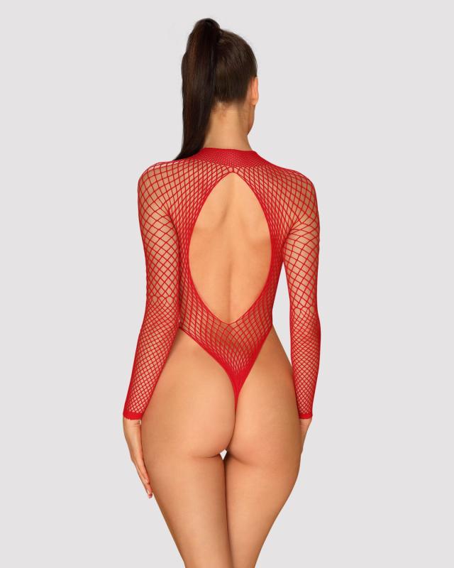 SO7211 Сетчатый бодистокинг с длинным рукавом Obsessive B126 teddy red S/M/L, красный