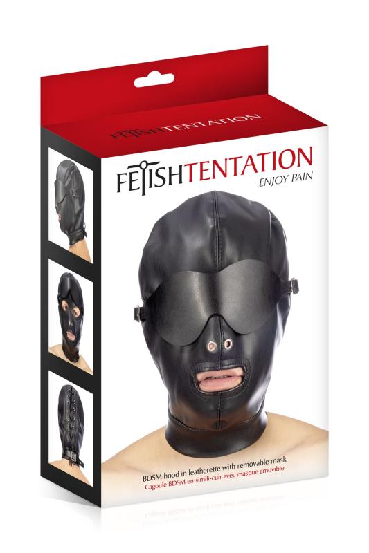 SO4672 Капюшон для БДСМ со съемной маской Fetish Tentation BDSM hood in leatherette with removable mask