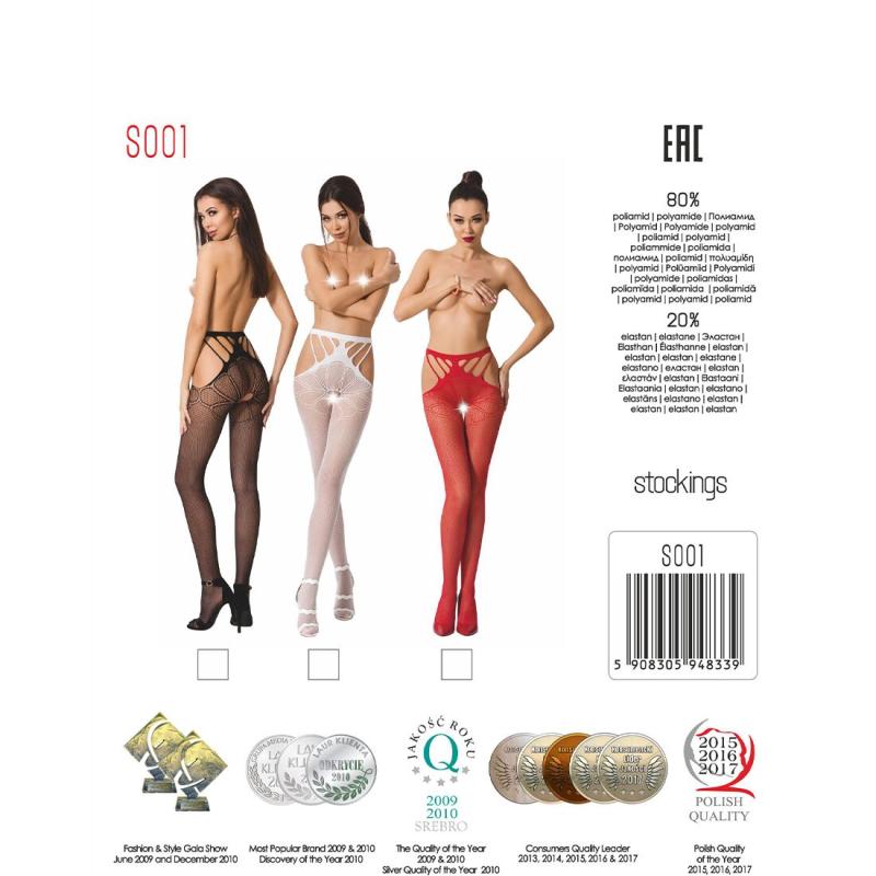 PSS001B Эротические колготки-бодистокинг Passion S001 black, с доступом и с открытыми бедрами