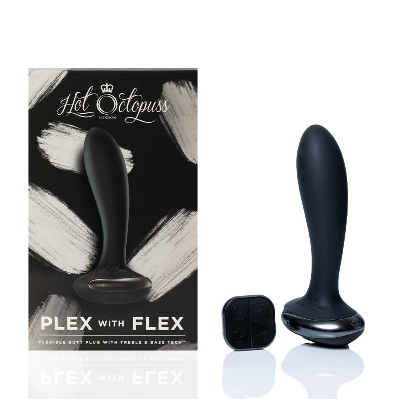 SO8729 Анальная вибропробка Hot Octopuss PleX with flex, Treble and Bass Technology, 2 мотора, пульт ДУ