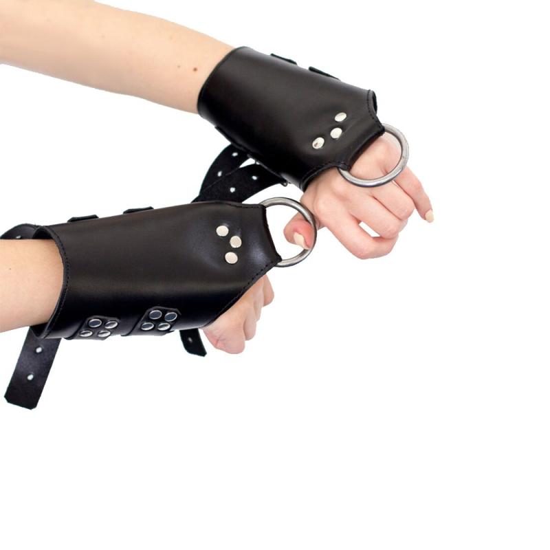SO5183 Манжеты для подвеса за руки Kinky Hand Cuffs For Suspension из натуральной кожи, цвет черный