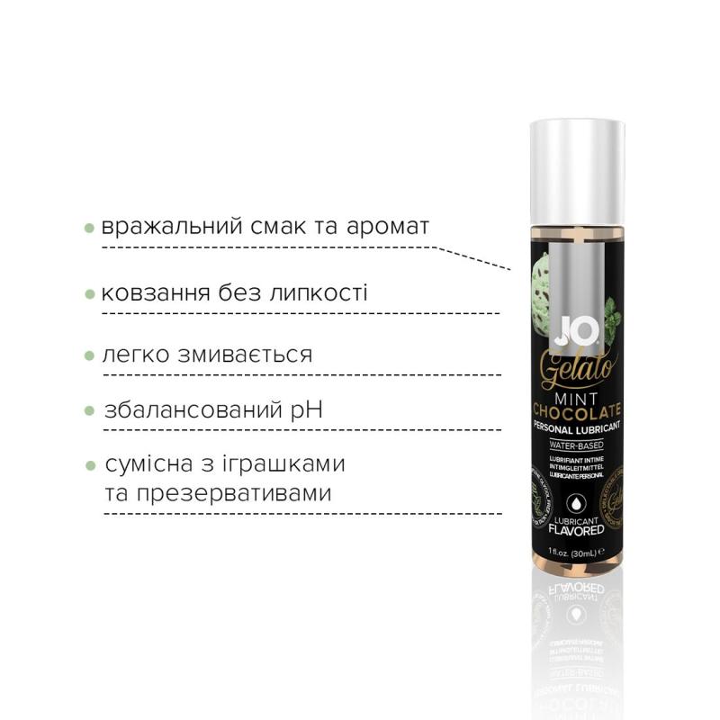 SO1464 Смазка на водной основе System JO GELATO Mint Chocolate (30 мл) без сахара, парабенов и гликоля