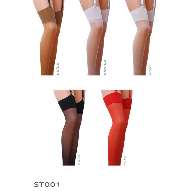 SO5385 Классические чулки под пояс с широкой резинкой ST001 3/4 burgundy - Passion