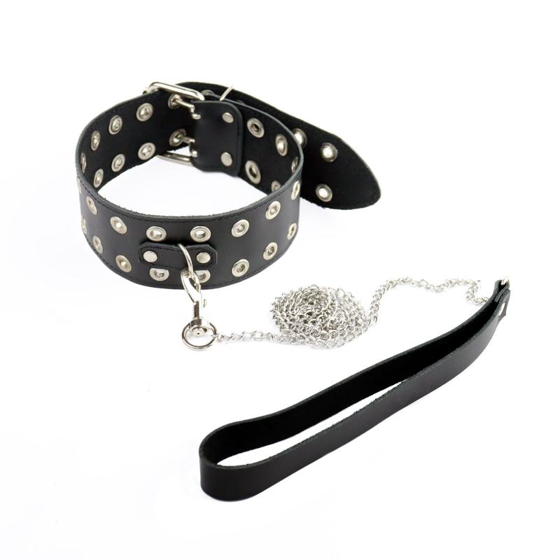 SO7524 Ошейник Art of Sex - Tessa с поводком из натуральной кожи, цвет черный