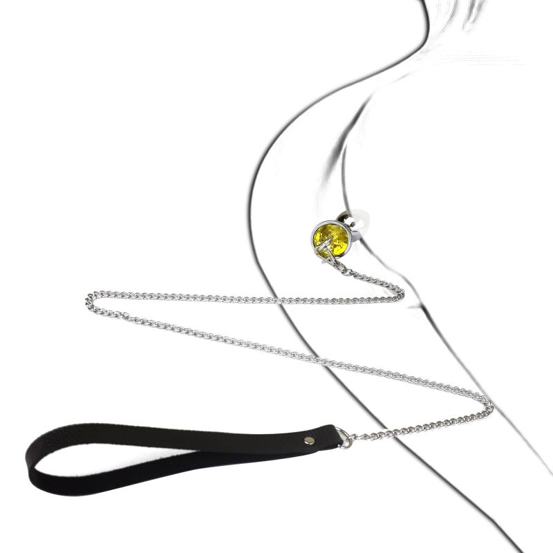 SO6178 Металлическая анальная пробка Art of Sex Metal Anal Plug with Leash size L с поводком