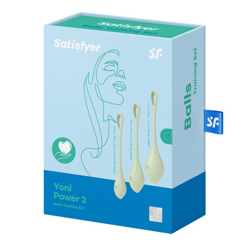 SO5549 Набор йони бусин Satisfyer Yoni Power 2 Light Green, диаметр 2-2,5-3см, вес 22-44-73гр