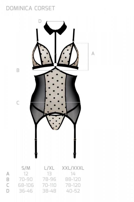 SO8430 Корсет с открытой грудью Passion DOMINICA CORSET L/XL beige, пажи для чулок, стринги