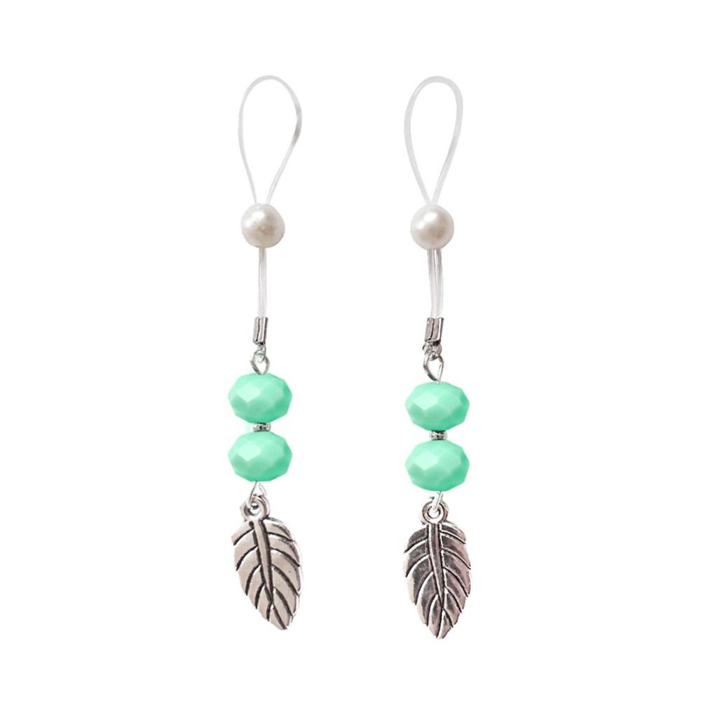 SO5397 Сексуальные украшения для сосков с листиком Nipple Jewelry Leaf, цвет мятный