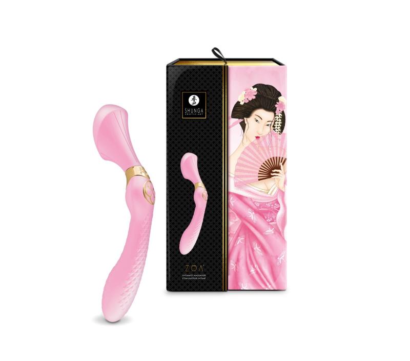 SO6913 Вибромассажер Shunga Zoa Light Pink, двусторонний