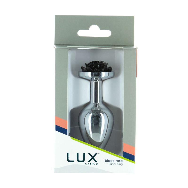 SO5572 Металлическая анальная пробка Lux Active с розой - Rose Anal Plug - Black, вибропуля в подарок