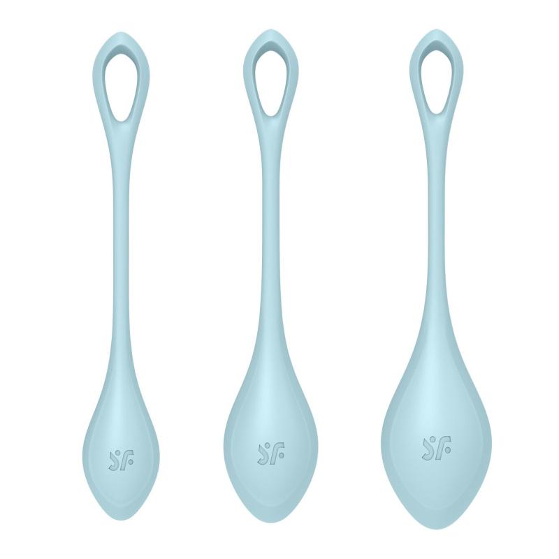 SO5548 Набор йони бусин Satisfyer Yoni Power 2 Light Blue, диаметр 2-2,5-3см, вес 22-44-73гр
