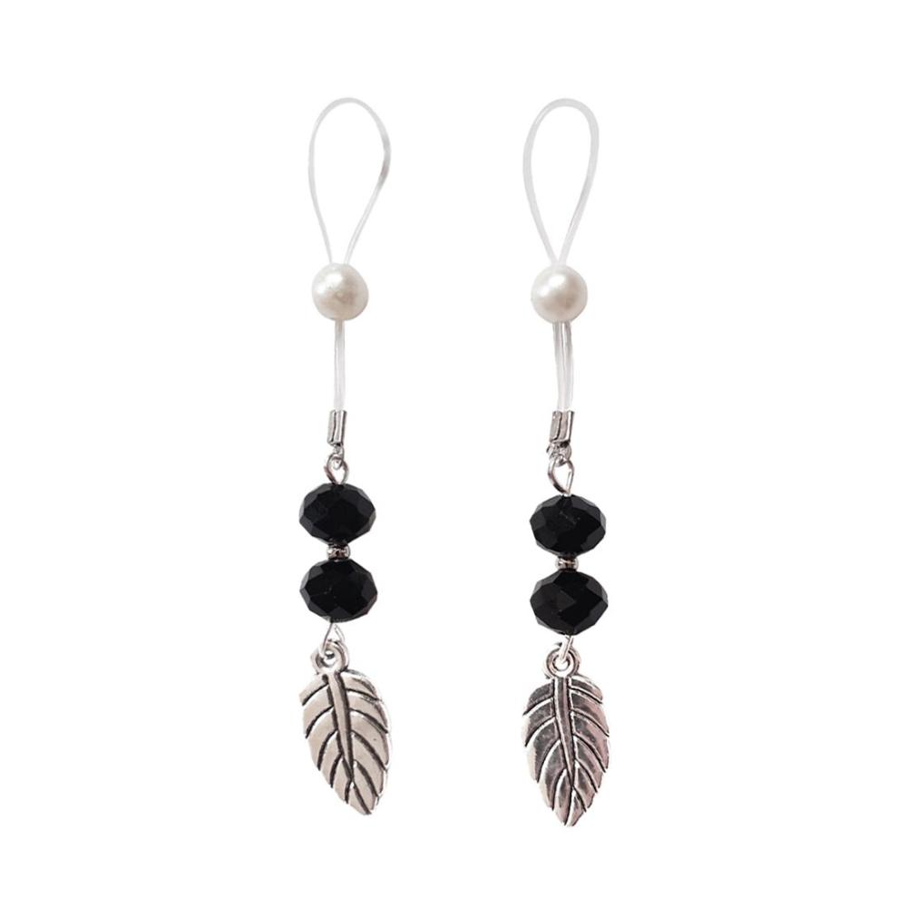 SO5145 Сексуальные украшения для сосков с листиком Nipple Jewelry Leaf, цвет черный