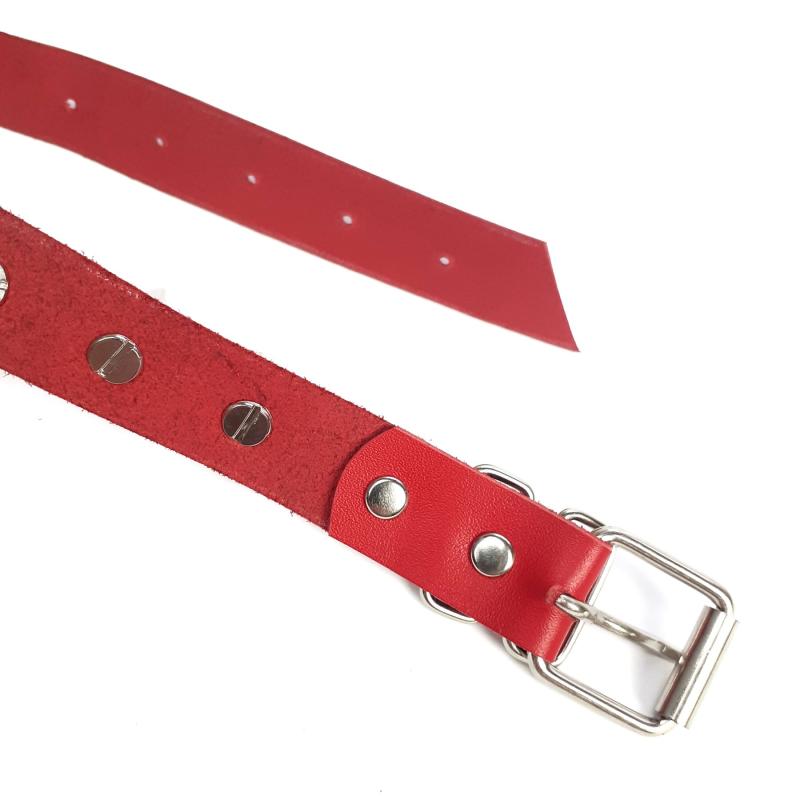 SO7012 Чокер сердце с большими шипами, из натуральной кожи Art of Sex - Crystal, цвет Красный