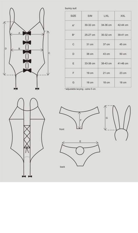 SO7255 Еротичний костюм зайчика Obsessive Bunny suit 4 pcs costume pink L/XL, рожевий, топ з підв’язками, т