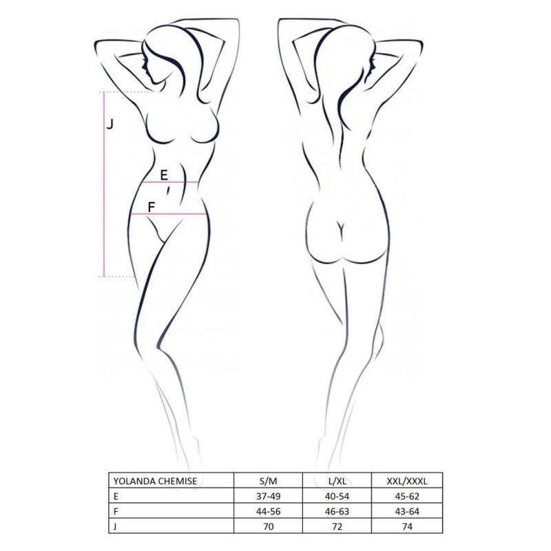 EL14306 Прозрачная сорочка с длинным рукавом YOLANDA CHEMISE black XXL/XXXL - Passion, трусики