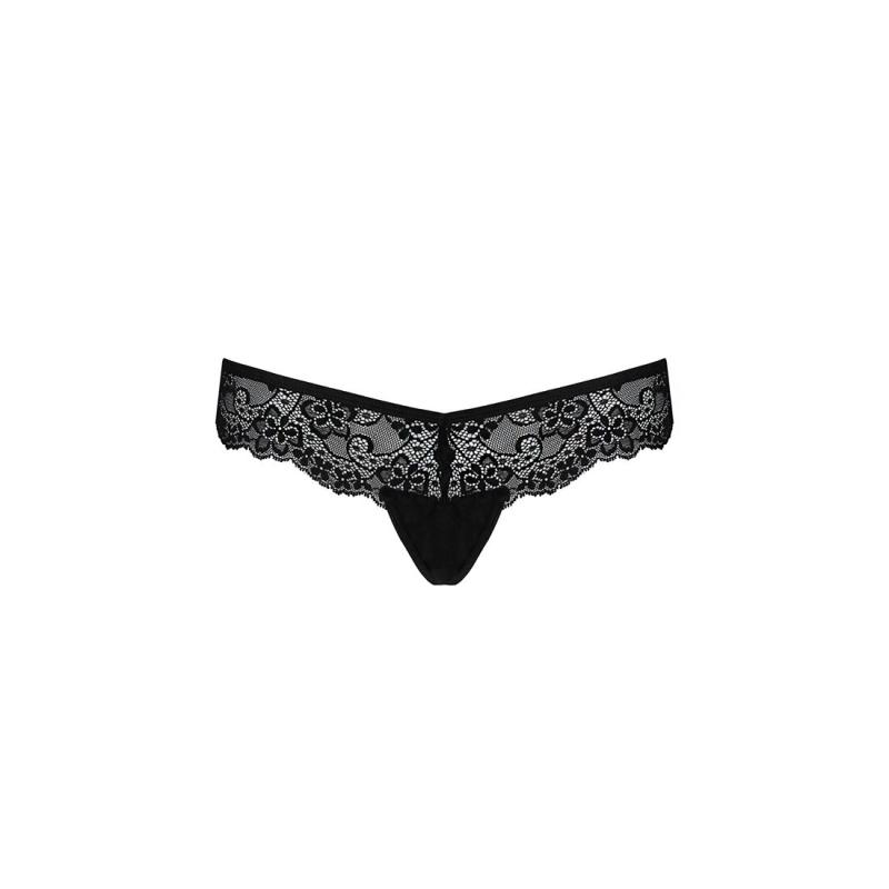 SO5366 Кружевные трусики-танга с атласным бантиком Naja Thong black XXL/XXXL - Passion