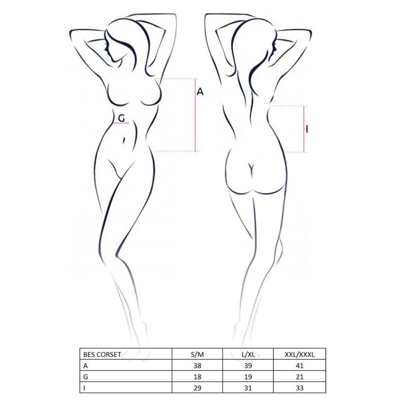 PS20301 Корсет под латекс с пажами BES CORSET black L/XL - Passion Exclusive, стринги, шнуровка
