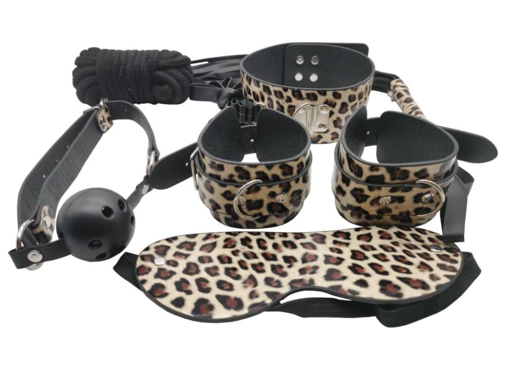 SO6581 Набор MAI BDSM STARTER KIT Nº 75 Leopard: плеть, кляп, наручники, маска, ошейник, веревка, зажимы