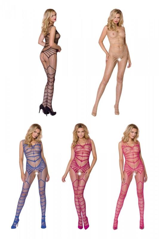 SO5331 Черный ажурный бодистокинг со сложным вертикальным плетением Casmir CA004