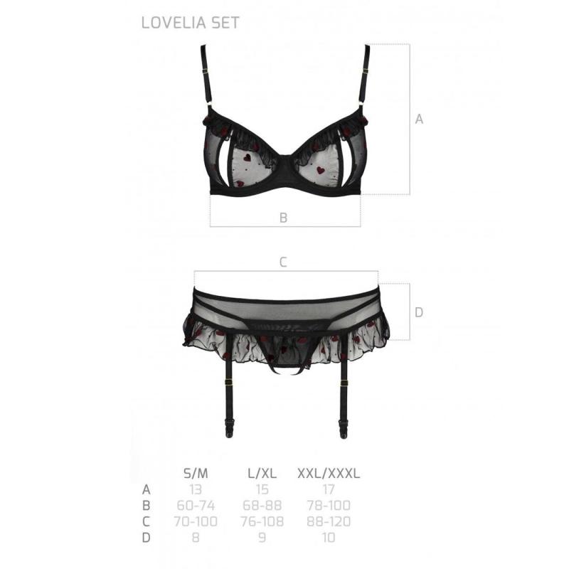 SO4779 Сексуальный комплект с поясом для чулок LOVELIA SET black XXL/XXXL - Passion