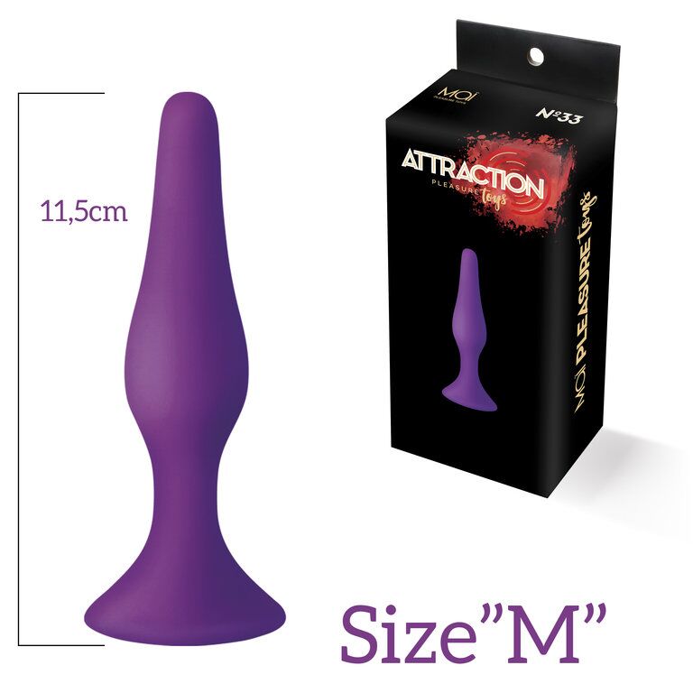 SO5011 Анальная пробка на присоске MAI Attraction Toys №33 Purple, длина 11,5cм, диаметр 3см