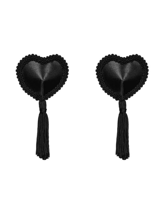 SO7312 Эротические наклейки на соски с кисточками Obsessive Tassel nipple covers black, черные