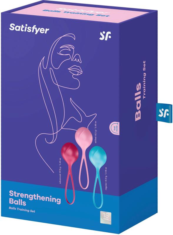 SO2302 Вагинальные шарики Satisfyer Strengthening Balls (3шт), диаметр 3,8см, масса 62-82-98г, монолитные