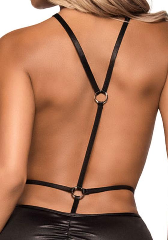 SO8587 Платье с открытой грудью Leg Avenue Wet look open cup mini dress One size Black