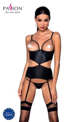 Корсет с открытой грудью Passion JANNIES CORSET S/M black, стринги в наборе