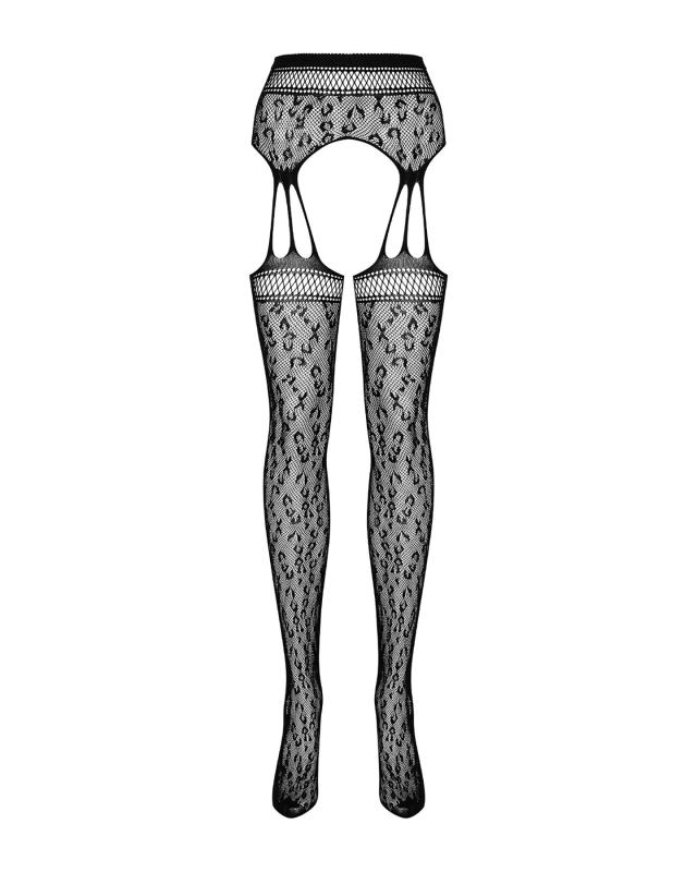 SO7275 Сітчасті панчохи-стокінги під леопард Obsessive Garter stockings S817 S/M/L, імітація гартерів, з до