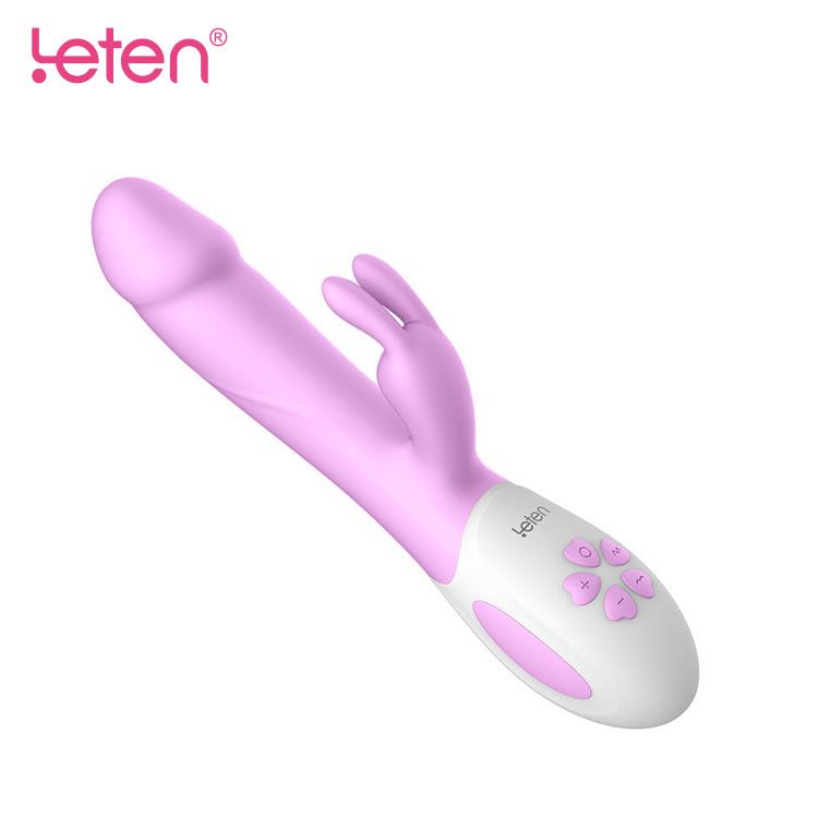 SO3599 Вибратор-кролик с массирующим стволом и подогревом Leten Alina Purple, два мотора