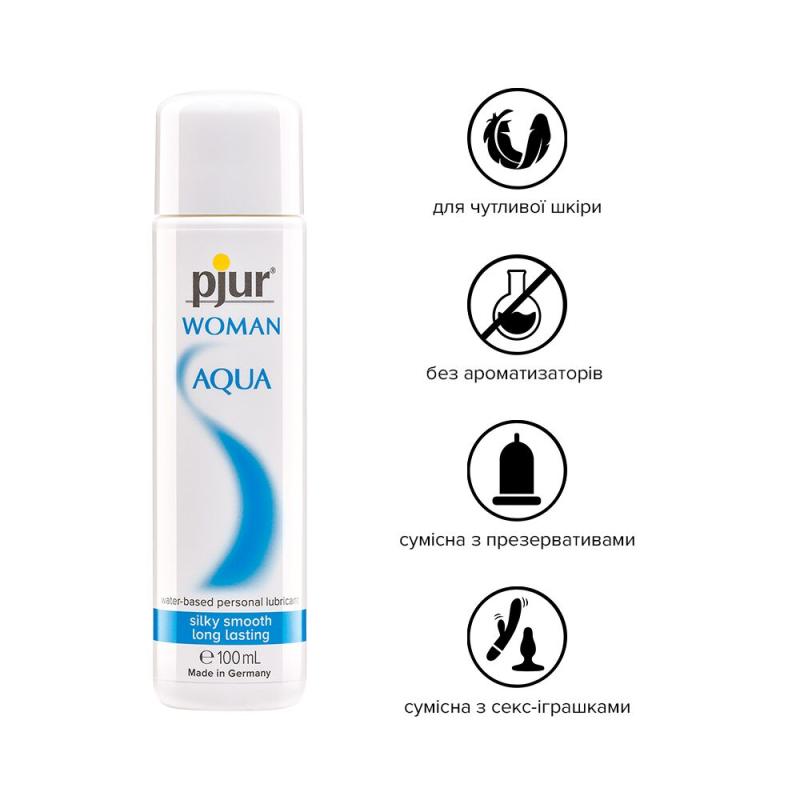 PJ10370 Лубрикант на водной основе pjur Woman Aqua 100 мл для интенсивного скольжения, увлажнение и уход