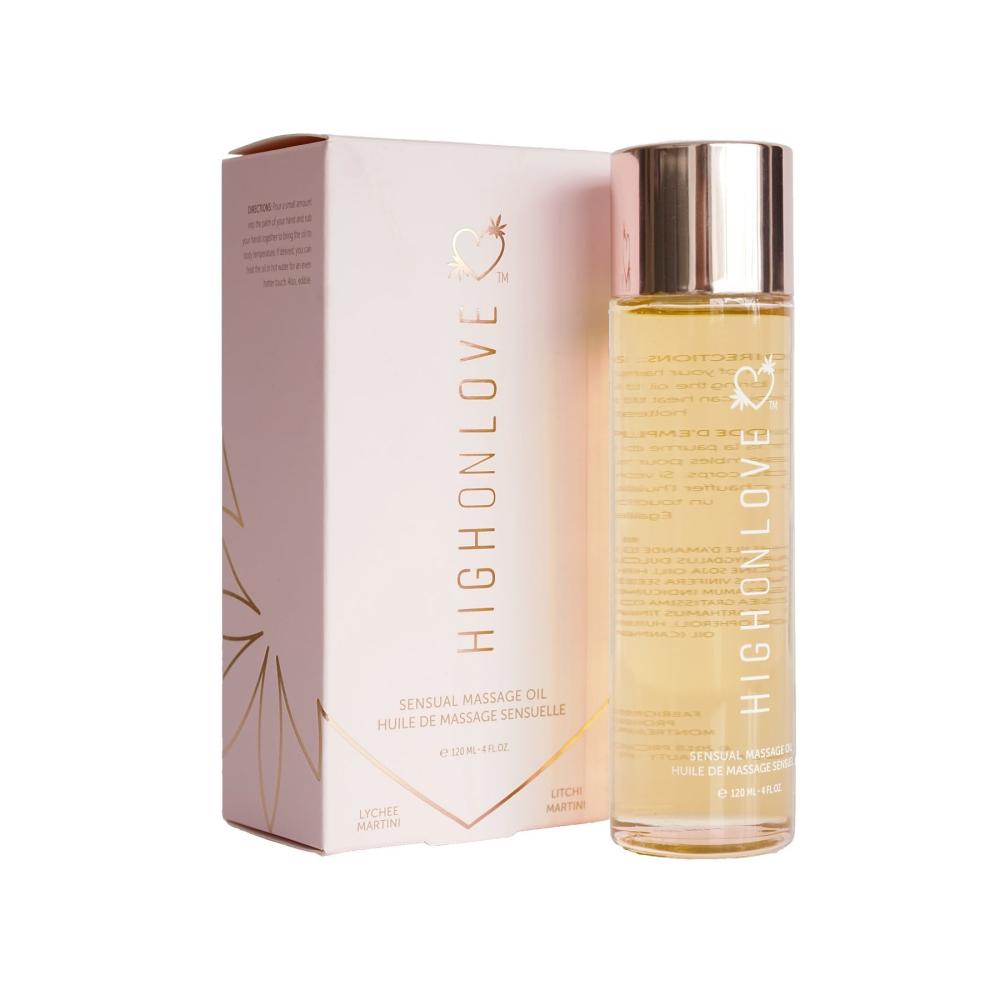 SO3055 Масажна олія HighOnLove Massage Oil - Lychee Martini (120 мл) з маслом насіння конопель