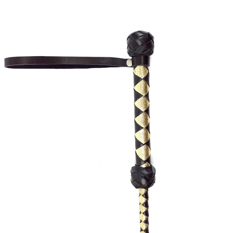 SO5171 Стек классический, натуральная кожа 75 см, черно-золотой