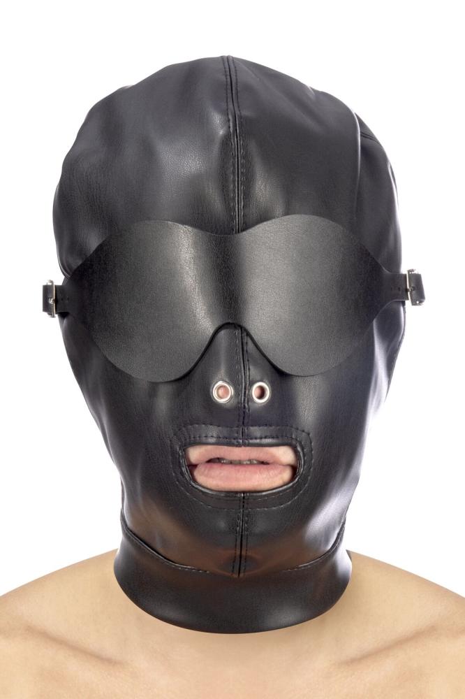 SO4672 Капюшон для БДСМ со съемной маской Fetish Tentation BDSM hood in leatherette with removable mask