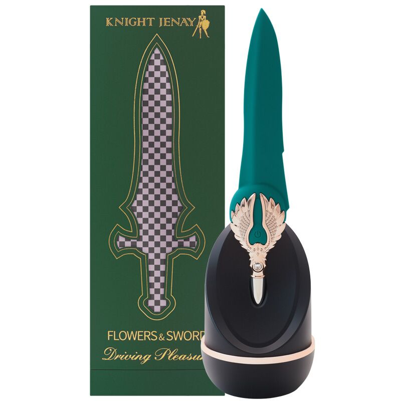 SO6557 Изысканный вибратор Knight Jenay FLOWERS & SWORD, маска, лента и лубрикант в комплекте
