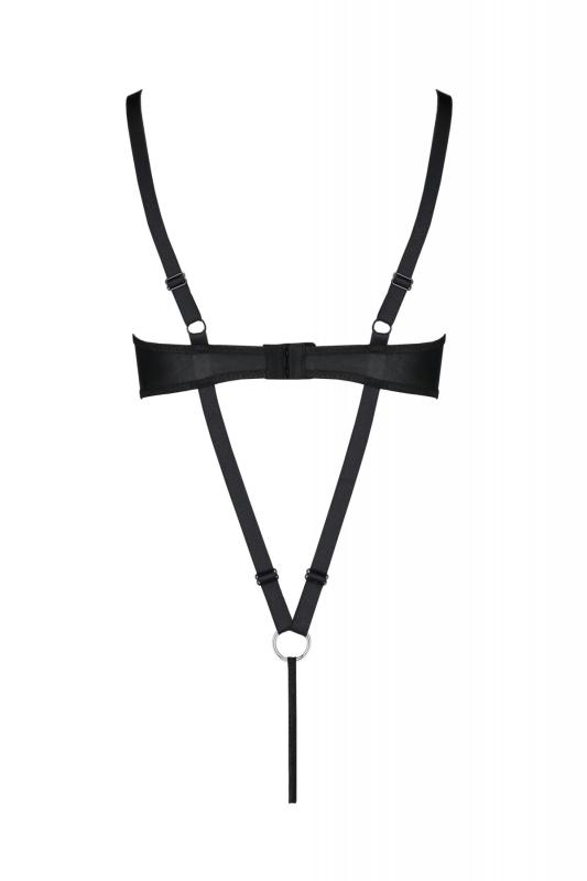 SO7060 Боди из экокожи Passion Celine Body 6XL/7XL black, с доступом, открытый