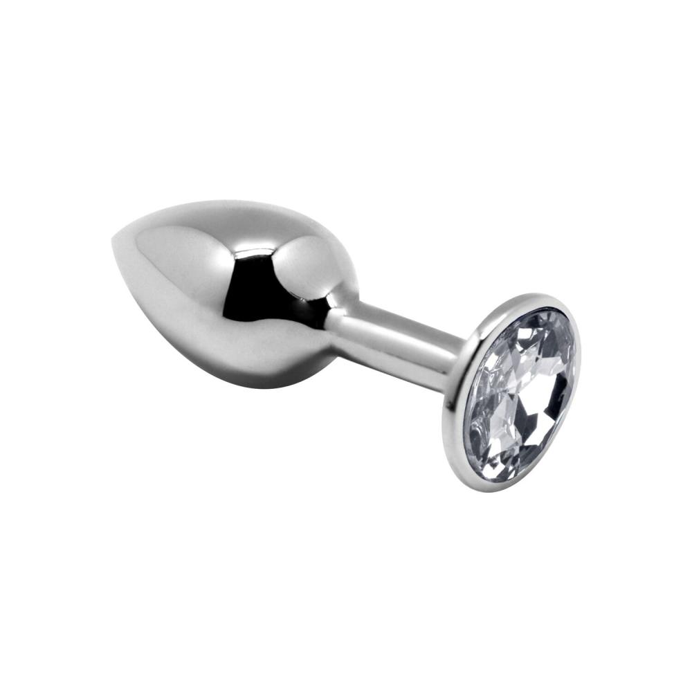 SO6003 Металлическая анальная пробка с кристаллом Alive Mini Metal Butt Plug White M