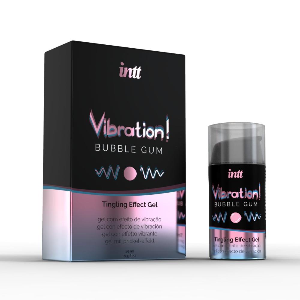 SO3348 Жидкий вибратор Intt Vibration Bubble Gum (15 мл), густой гель, очень вкусный, действует до 30 минут