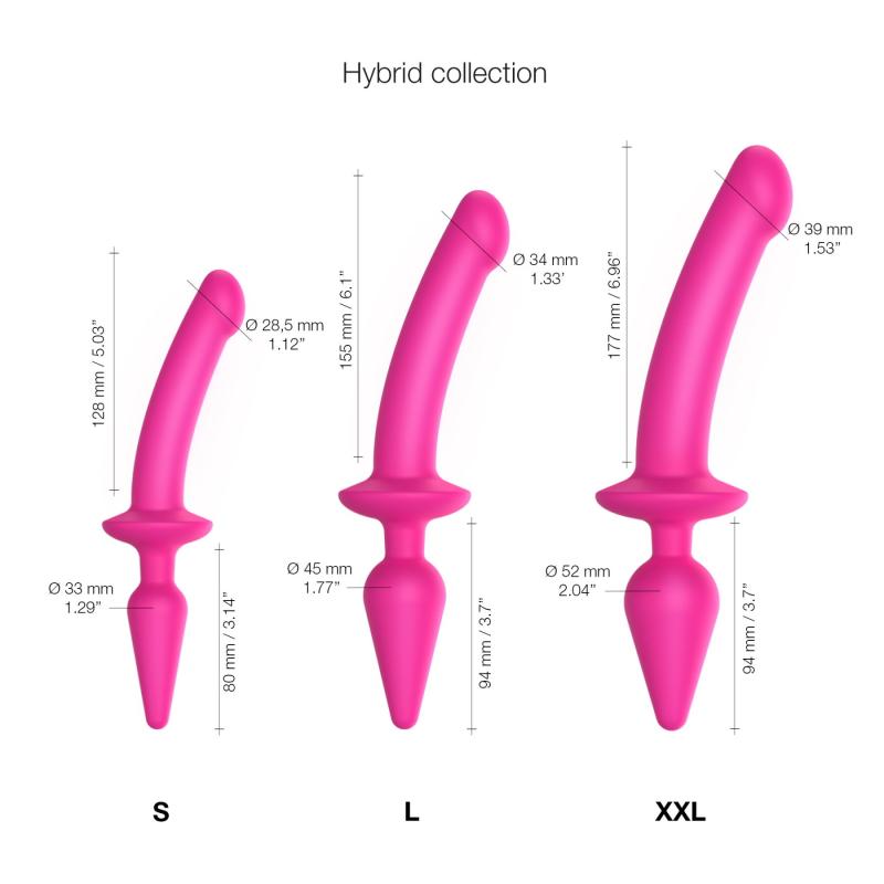 SO6829 Анальная пробка с дилдо 2в1 Strap-On-Me SWITCH PLUG-IN DILDO Fuchsia L, диаметр 4,5/3,4 см
